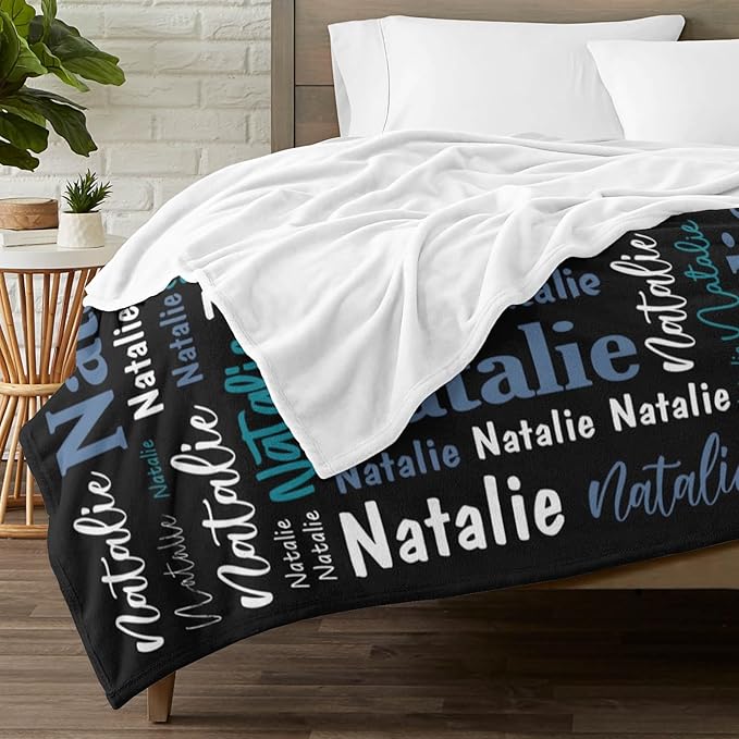 Custom Blanket with Name Personalized Blankets for Kids Adult Boys Girls Flannel Monogrammed Customized Blankets Throw (50''x60'')
