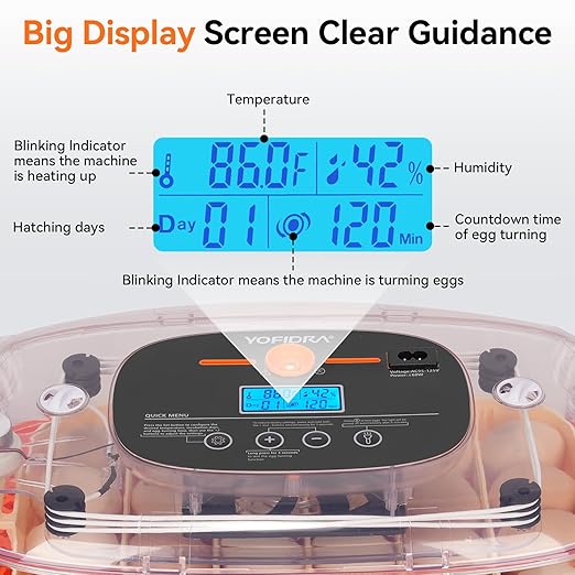 Incubators for Hatching Eggs, 24 Egg Incubator, Automatic Egg Turner with Humidity Control & Digital Temperature, Hatch Day, Auto Water Refill, 360°Viewing for Chicken, Duck, Quail, Duck, Goose