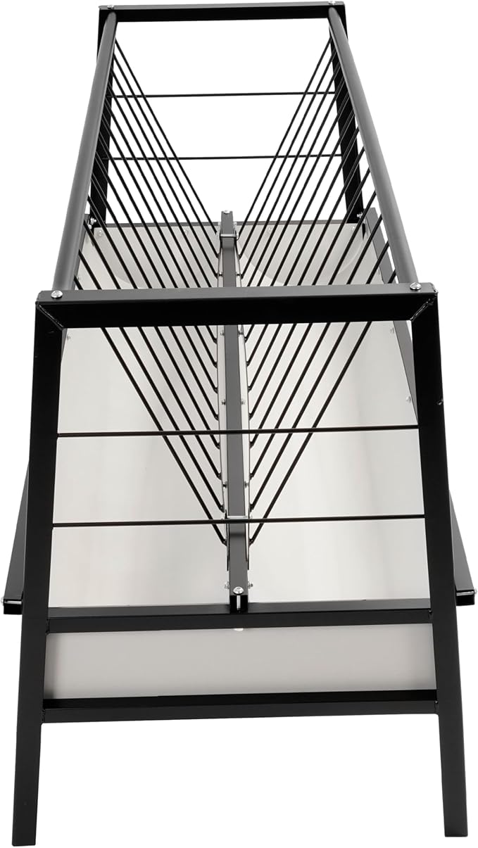 Pasture Hay Feeder 2 in 1 55 Gallon Livestock Feed Trough with 22 Gallon Feed Pan Hay Grain Livestock Feeder for Sheep, Calf, Cow and Horse