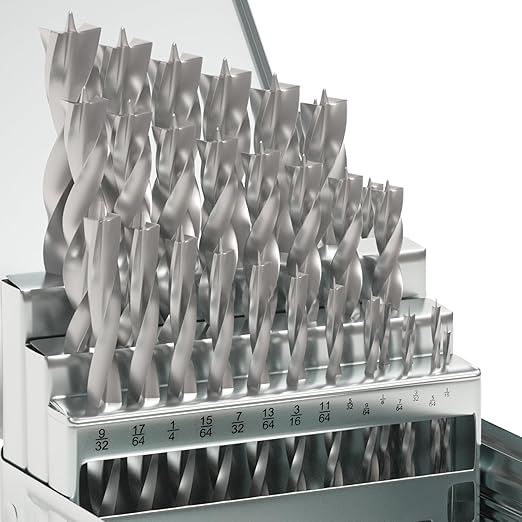 Brad Point Wood Drill Bit Set, 29Pcs HSS Drill Bit Set with Double Flutes Design for Carpenter Woodworking and All Types of Wood (1/16" - 1/2")