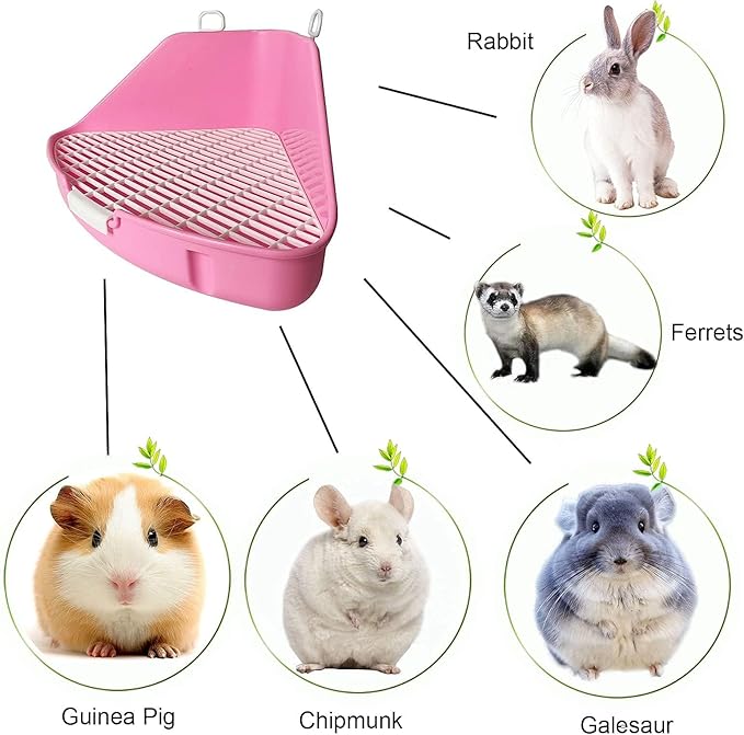 kathson Rabbit Litter Box Bunny Toilet Triangle Potty Trainer Corner Large Bedding Box Pet Pan for Rabbits Chinchillas Guinea Pigs Ferrets Galesaurs