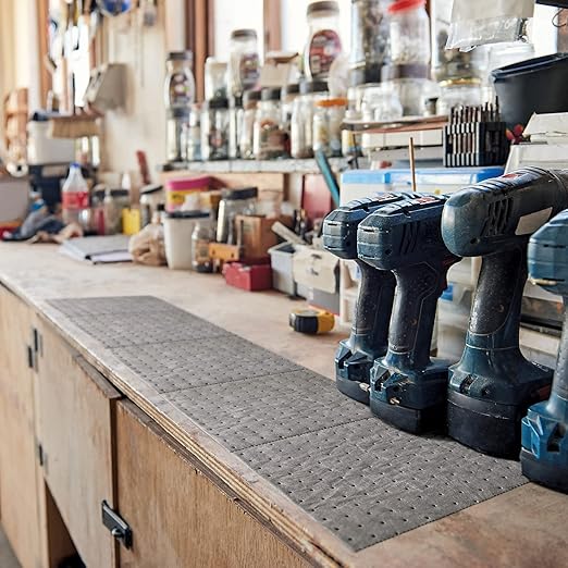 PIG Absorbent Mat Roll for Oil and Other Liquids | 1 Lightweight Mat Roll | 15" W x 50' L | Absorbs up to 3.3 gal per Roll | Gray | PM50435