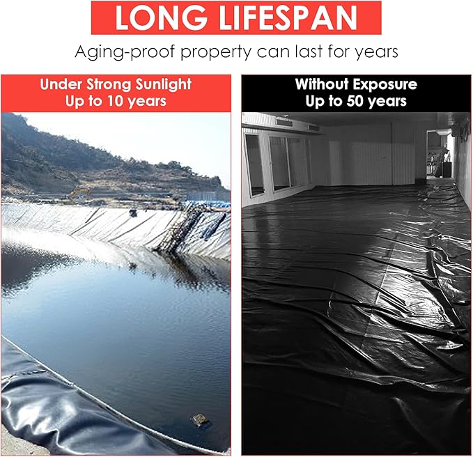 GarveeLife 10 x 15 ft Pond Liner, 45 Mil Thickness, Pliable & Durable Epdm Material, Easy Cutting & Uv Resistant, for Fish or Koi, Features, Waterfall Base, Fountains and Water Gardens