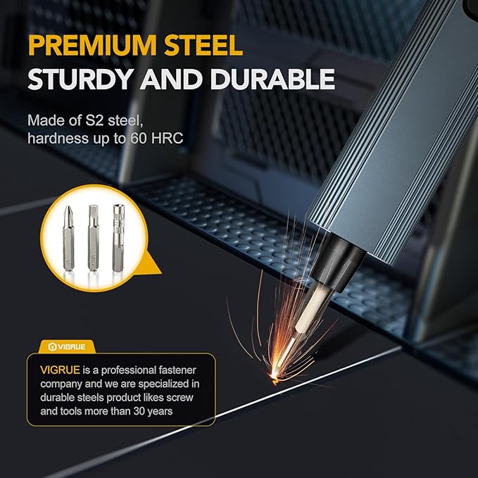 VIGRUE Electric Screwdriver, 155 IN 1 Mini Precision Screwdriver Set, 3 Torque Settings with 140 Magnetic Precision Bits, Power 650mAh Cordless Screwdriver Kit for Laptop Camera Watch Drones Repair