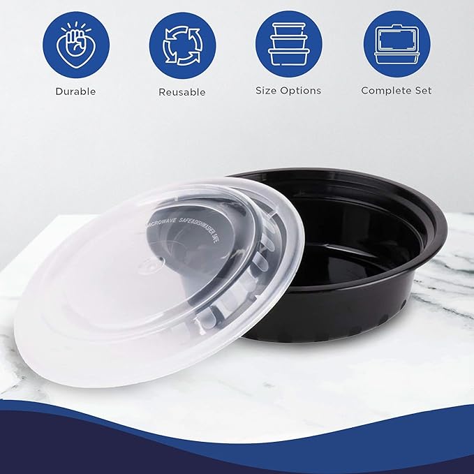 Ruthy's Outlet Meal Prep Containers with Lids, Food container bowl - BPA-Free, Stackable, Freezer & Dishwasher Safe, Reusable Food Storage for Lunch, Portion Control & Meal Prep (30 Pack, 24 oz)