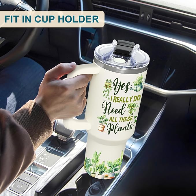 Gardening Gifts For Women - Gifts For Gardeners Woman - Christmas, Birthday, Mothers Day Gift For Gardeners, Plant Lady Gift - 40Oz Tumbler With Handle & Straw