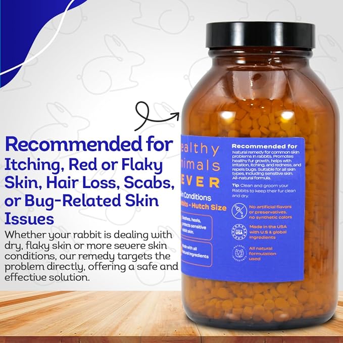HA4E - Rabbit Skin & Fur Treatment - Natural, Homeopathic Tablets for Itch Relief & Comfortable Skin - Pellets, Hutch Size (Extra Large)