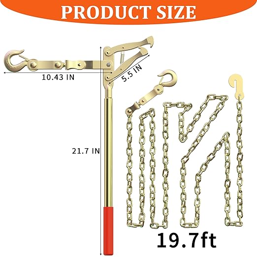 GARVIN Chain Link Fence Stretcher - Fence Stretcher Tool with 19.7FT Chain Capacity 2200 lbs for Farm/Ranch/Cattle/Agricultural Fencing (2 PC)