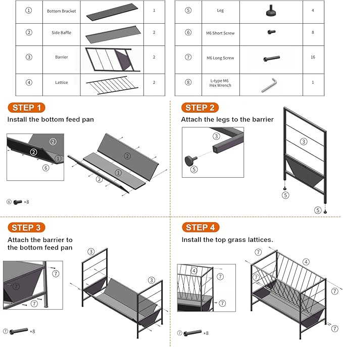Pasture Hay Feeder 50 Gallon, Heavy Duty 2-in-1 Livestock Feeder, Hay Grain Feeding with 30 Gallon Feed Pan, Black Powder Coated Surface Steel Livestock Feeder for Sheep, Calf, Cow and Horse