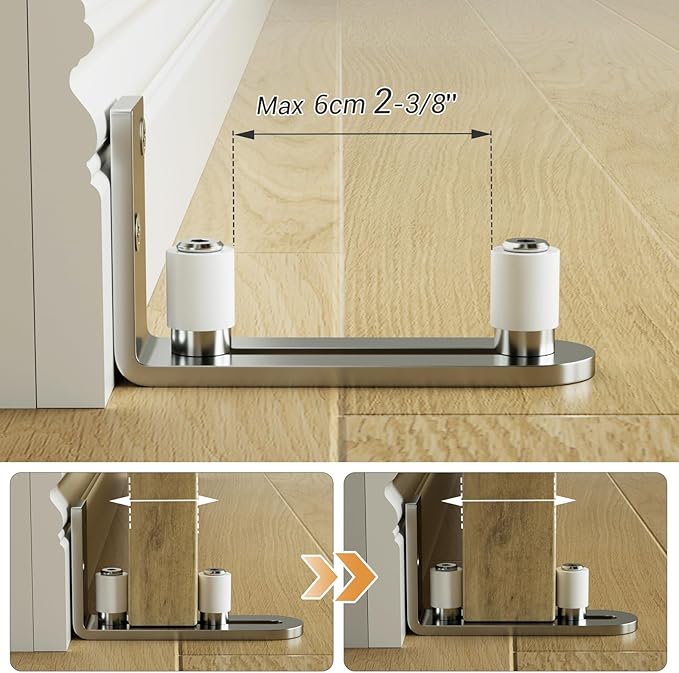 CCJH Barn Door Floor Guide Stainless Steel Adjustable Sliding Door Bottom Guide Ball Bearing Wall Mount- Non-Scratch