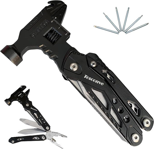 Wrench Multitool Hammer, Gifts for Men, Premium Multi Tool Hammer Pliers Knife with Screwdriver Wire Cutters Bottle Opener, Multi Purpose for Outdoor Camping Emergency, Christmas Day