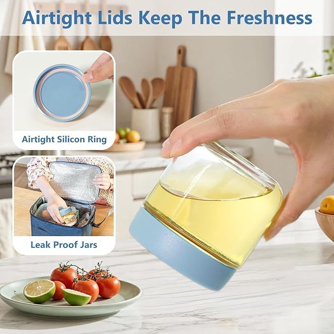 KEYWING 12 Pack Overnight Oats Containers With Lids, 10 oz Wide Mouth Mason Jars with Airtight Lids, Meal Prep Containers Food Storage Glass Jars in Bulk for Snack Yogurt Salad Spice Cereal