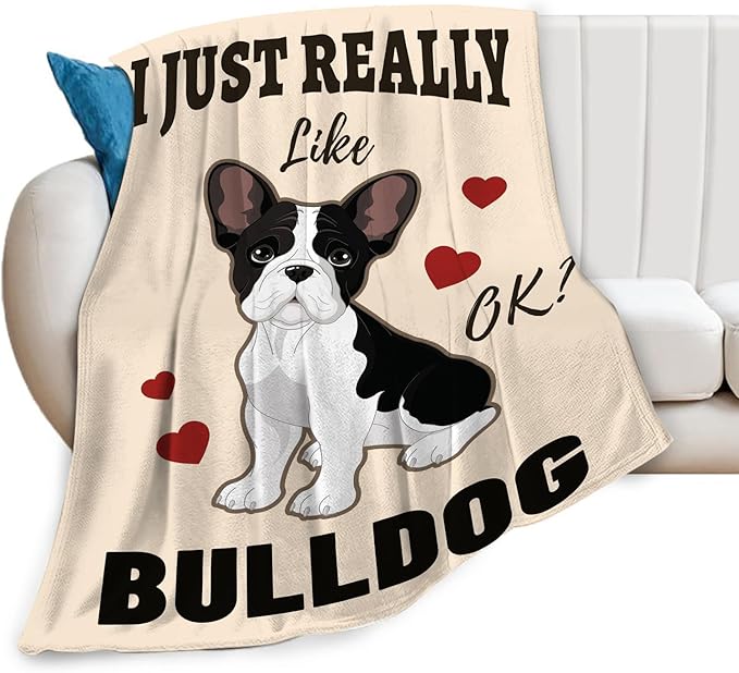 Bulldog Blanket, Soft Plush Fleece Dog Animal Throw Blanket - Cozy Warm Stuffed Blankets Bedding Bulldog Gifts for Women Girls Kids Adults 60"X80"