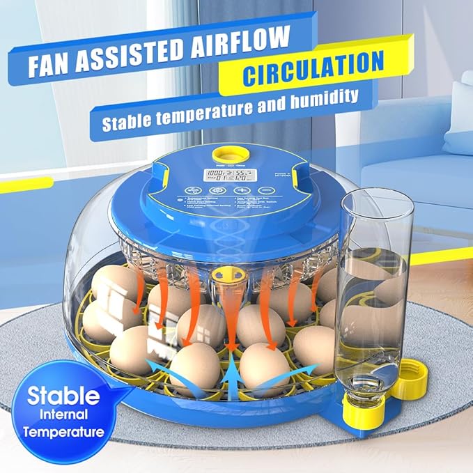 18 Egg Digital Incubator Automatic Egg Turner, Humidity Control & LED Candler for Hatching Chicken, Duck, Quail & More with Auto Water Refill (18 Eggs)