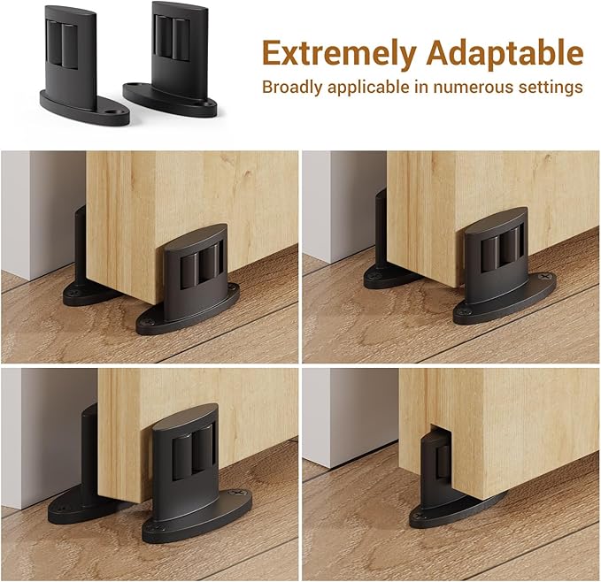Sliding Barn Door Floor Guide 2 Pack Bottom Double-Sided Small Rollers Guides Aluminum Alloy Floor Mounted