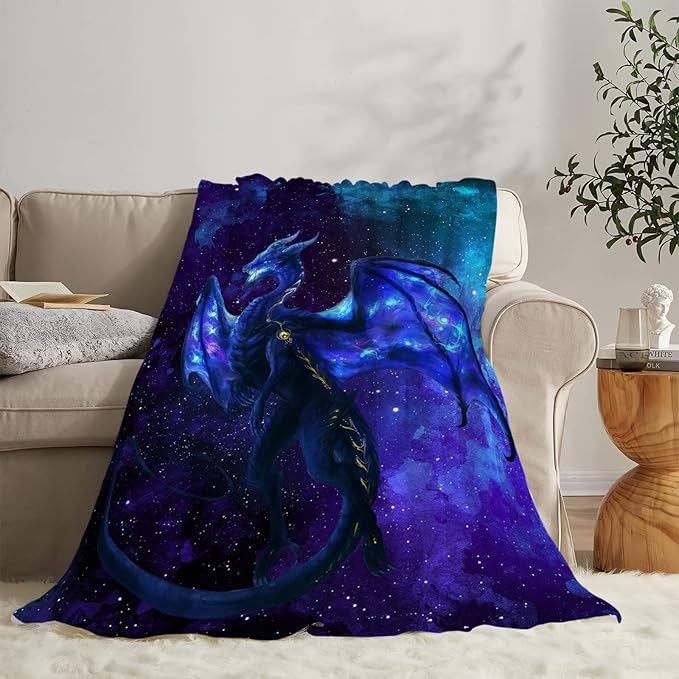 Tijuboni Dragon Blanket for Boys Men Dragon Space Throw Blanket for Kids Adults Ultra Soft Cozy Fleece Blanket for Couch Sofa Bed 50"x60"
