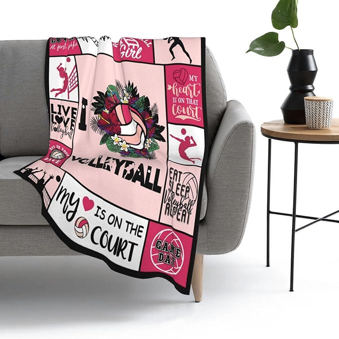 Super Soft Warm Volleyball Fleece Throw Blanket for Teen Girls & Women - Cozy Fluffy Lightweight Flannel Gifts for Kids & Adults - 50"X40"