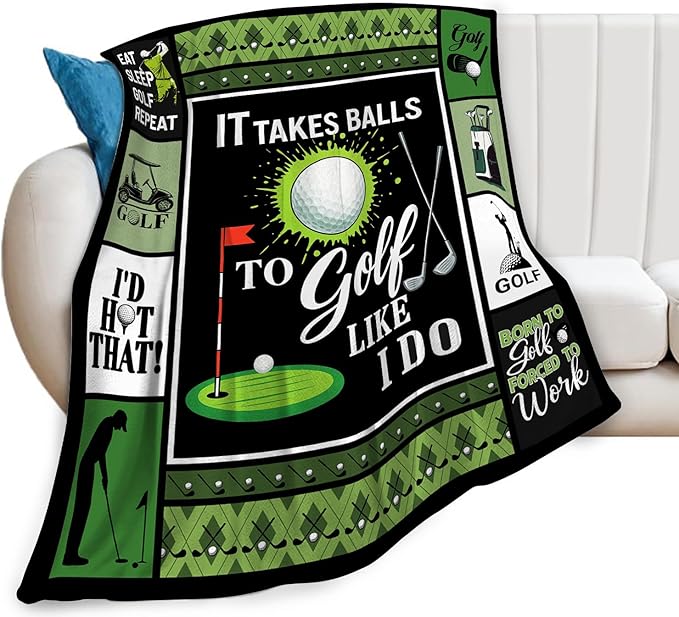 Golf Blanket, Golf Sport Throw Blanket, Golfing Gifts Blankets Stuff Fleece Flannel Plush for Golfers Men Women Lovers Adults Soft Bedding Gift for Sofa Bed Office Home Decor 60"x50"