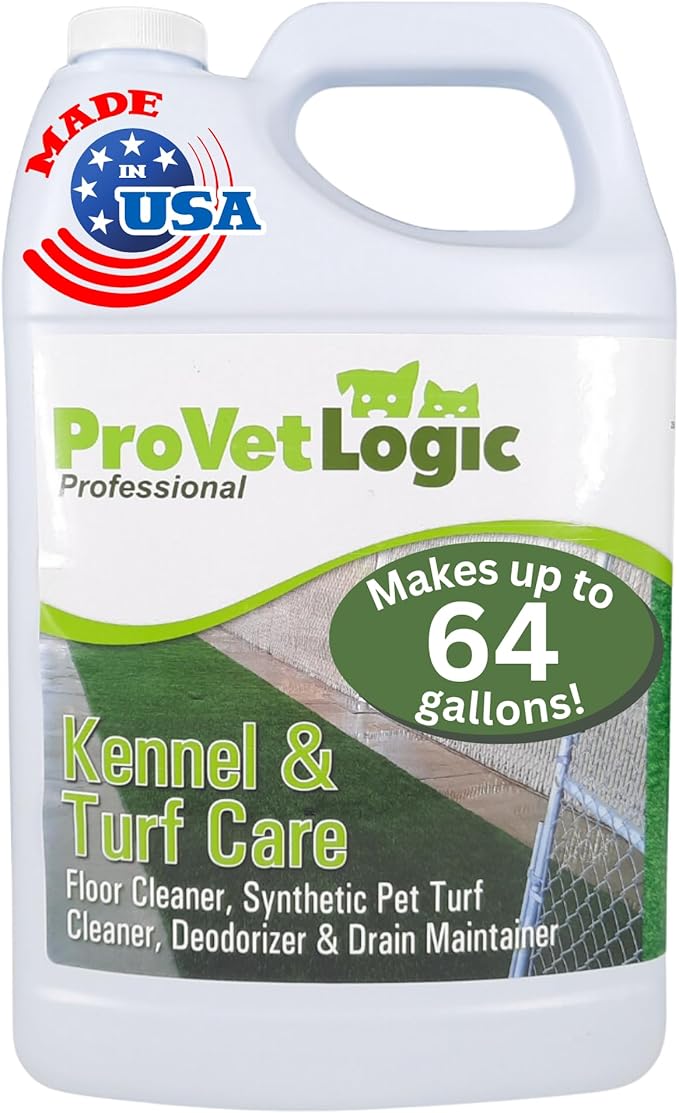 ProVetLogic Kennel & Turf Care- Floor Cleaner, Synthetic Pet Turf Cleaner, Deodorizer & Drain Maintainer- Gallon (Concentrated)