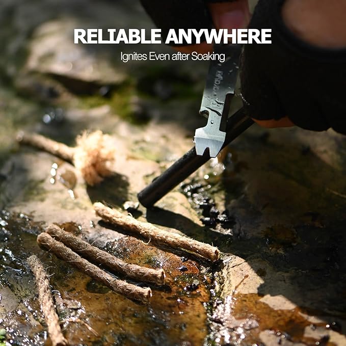 Ferro Rod Fire Starter Survival Tool – All-in-One Flint and Steel Fire Starter Kit, Waterproof Firestarter for Camping, Hunting, Bushcraft, Hiking & Emergency Preparedness