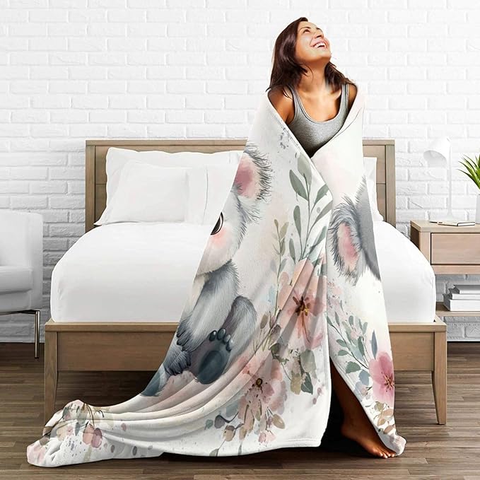 Koala Blanket Soft Cute Kawaii Plush Throw Blanket Cozy Warm Animal Flannel Fleece Bedding Stuff Decor Gifts for Lover Girls Boys Kids Adults Women Bed Travel 40"x50"