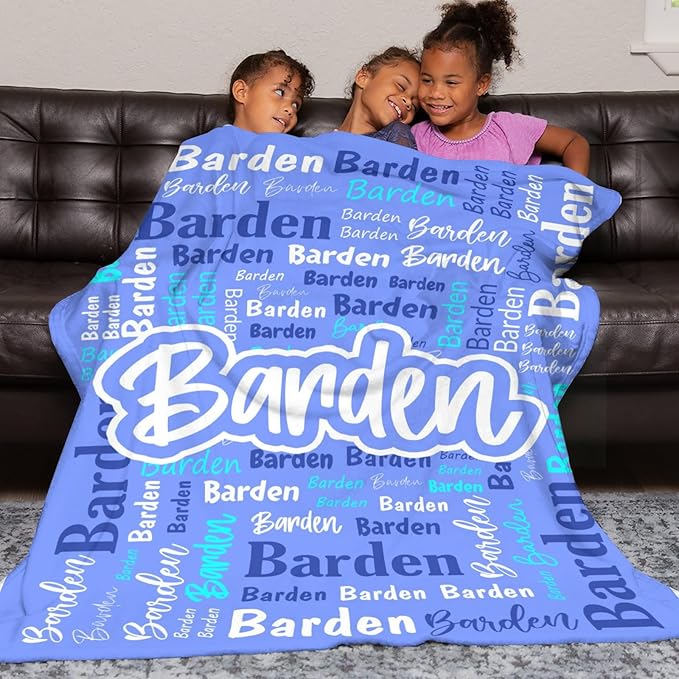 Custom Blanket with Name Personalized Blankets for Kids Adult Boys Girls Flannel Monogrammed Customized Blankets Throw (60''x80'')