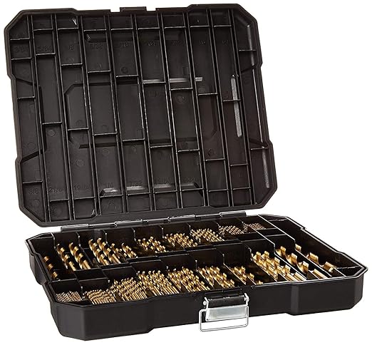 230 Pieces Titanium Twist Drill Bit Set, 135° Tip High Speed Steel, Size from 3/64" up to 1/2", Ideal Drilling in Wood/Cast Iron/Aluminum Alloy/Plastic/Fiberglass, with Hard Storage