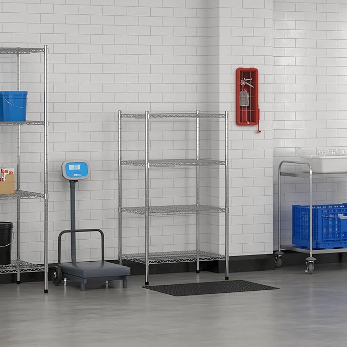 Commercial NSF Listed Chrome Stationary Wire Shelving Kit 21" x 30" x 54", with 4 Shelves Perfect for Warehouse, Walk-in Refrigerator, Freezer, Grocery Store, Restaurant, Dishroom