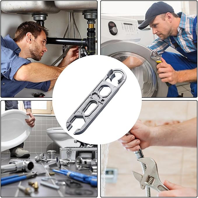 16 In 1 Multi Function Faucet Wrench, Professional Adjustable Sink Tool, 18.0x4.6cm, Kitchen Faucet Aerator Removal, Bathroom Drain Wrench, Heavy Duty Plumbing Spanner, For Toilet Shower Bathtub Insta