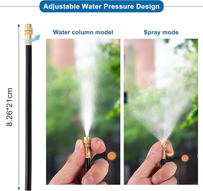 Mornajina Automatic Drip Irrigation Kits Garden Irrigation System, Includes 50FT 5/16 inch Irrigation Tubing Hose & 15Pcs 360° Bending Dropper Atomizing Mist Nozzles Tee for Garden Watering System