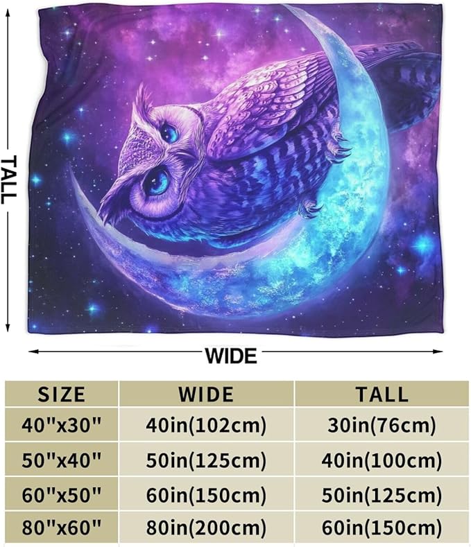 Owl Blanket Owls Blankets Fleece Plush Flannel Super Soft Cozy Fuzzy Warm Lightweight Stuff Owl Lover Decor Gifts for Boys Girls Kids Adults Men Women 50" x 60"