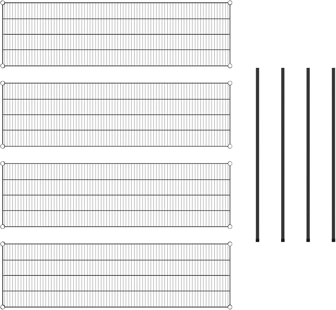 Commercial NSF Listed Black Epoxy Stationary Wire Shelving Kit 21" x 72" x 54", with 4 Shelves Perfect for Warehouse, Walk-in Refrigerator, Freezer, Grocery Store, Restaurant, Dishroom