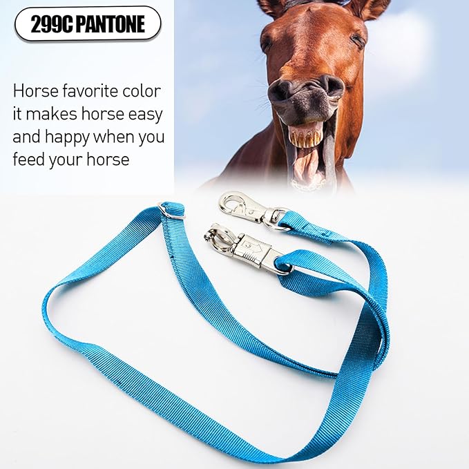 4PCS Cross Ties,Heavy Duty Adjustable Nylon Cross Ties for Horse Horse Trailer Tie with Panic Snap and Bull Snap,Adjustable Length from 44.5-78.5 Inch,Blue