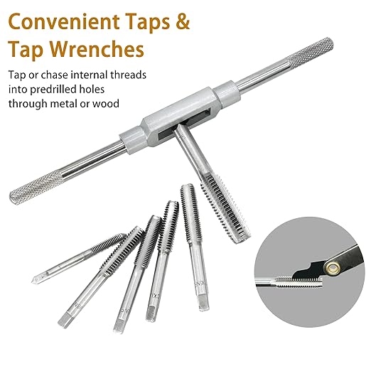 40PCS Tap and Die Set, Metric Screw Threads M3, M4, M5, M6, M7, M8, M10, M12, Both Coarse and Fine Types | Essential Threading Tool Kit with Complete Handles, Accessories and Case