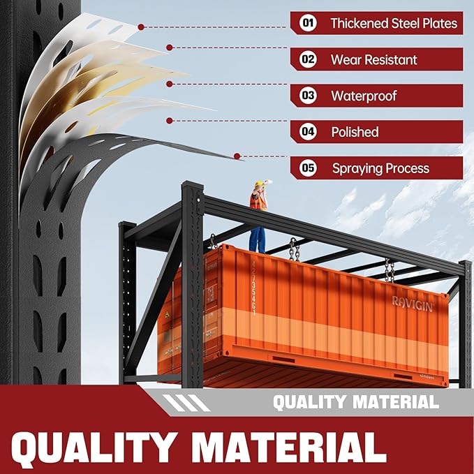 7000LBS Storage Shelves,79" W Garage Shelving Heavy Duty Metal Adjustable Garage Shelves, Shelving Units Industrial Shelving for Warehouse,79" W x 24" D x 79" H,Black