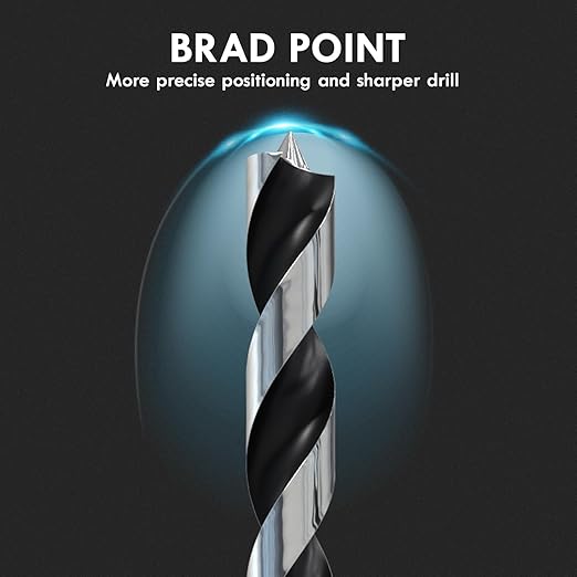 16Pcs Brad Point Wood Drill Bit Set, 12 Inch Extra Long Drill Bit Set with Double Flutes Design for Carpenter Woodworking and All Types of Wood (7/64" - 5/8")