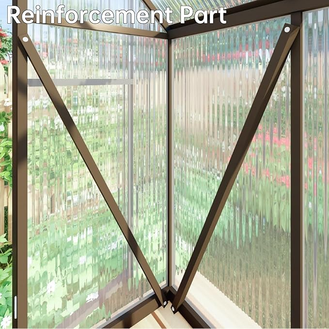 CQZY 6x8 FT Greenhouse for Outdoors, Polycarbonate Greenhouse with Quick Setup Structure and Roof Vent, Aluminum Large Walk-in Green House for Outside Garden Backyard, Dark Gray