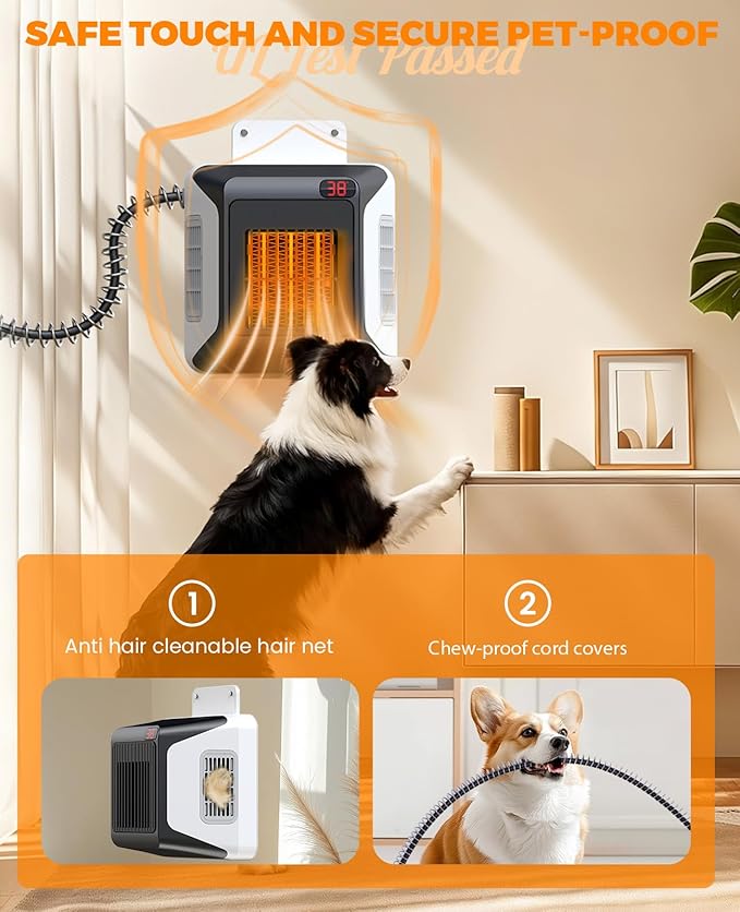 Dog House Heater With Thermostat,Pet Heater With Safe Overheat Protection And 6FT Anti Chew Cord,2 Heating Mode (600/300W) Pet Warmer Suitable For Dogs Chicken Coops Rabbits