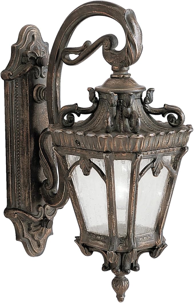 Kichler Tournai 18” Outdoor Wall Light with Clear Seeded Glass in Londonderry, 1-Light Traditional Fixture, 9356LD
