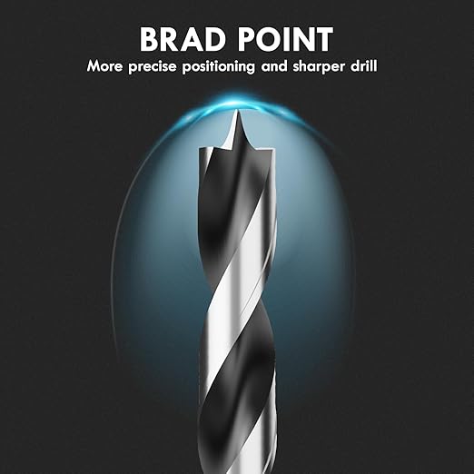 Metric Brad Point Wood Drill Bit Set, 12Pcs Drill Bit Set with Double Flutes Design for Carpenter Woodworking and All Types of Wood (3mm - 12mm)