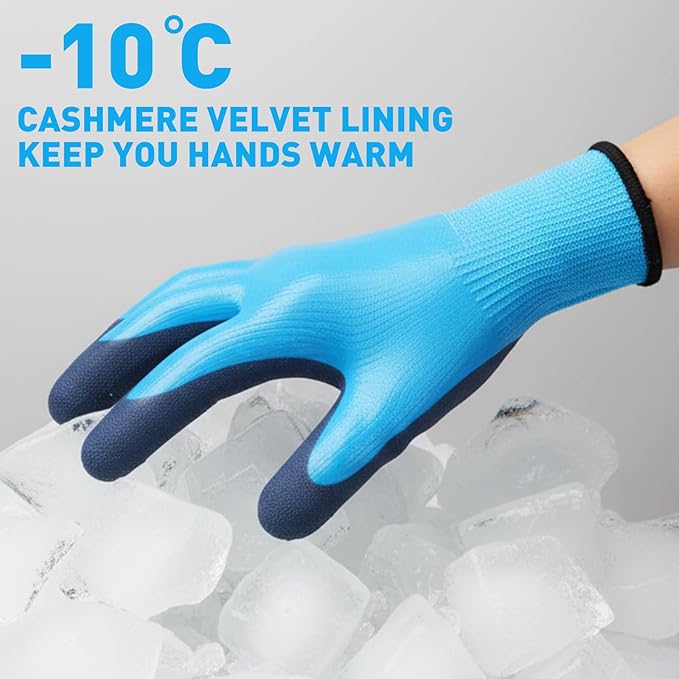 100 Pairs Waterproof Safety Winter Work Gloves with Grip for Men Plush Warmth Thickened Freezer Gloves Keep Hands Warm for Outdoor Cold Weather Work Below Zero Shoveling Snow, Ice Fishing