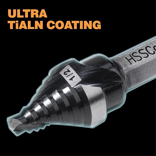 M35 HSS 1/2 Inch Step Drill Bit, Single Size Unibit with Double Spiral Flutes for Drilling Small Holes on Stainless Steel, Metal, Wood, Plastic