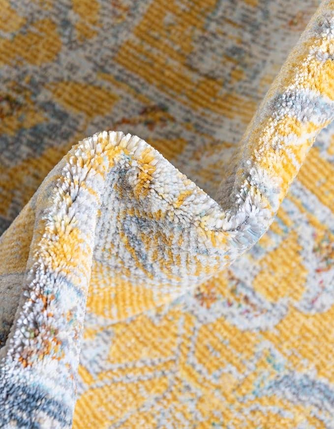 Unique Loom Baracoa Collection Area Rug - Prado (7' 10" x 10' Oval, Yellow/ Ivory)