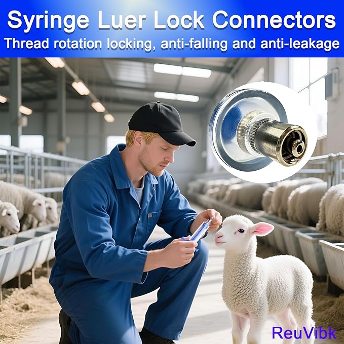 2Pcs 20ML Livestock Syringe, Reusable Adjustable Goat Drench Syringe, with 1 Drench Nozzle 10 Needles, Suitable for Chickens, Ducks, Geese, Lambs, Piglets Cub