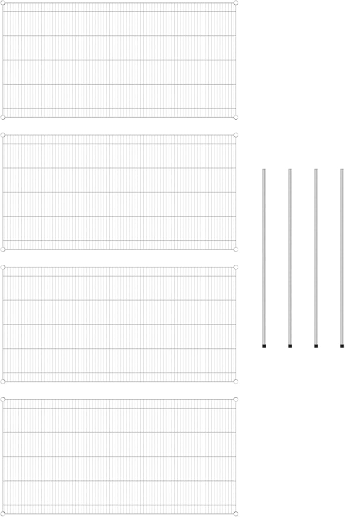 Commercial NSF Listed Chrome Stationary Wire Shelving Kit 36" x 72" x 54", with 4 Shelves Perfect for Warehouse, Walk-in Refrigerator, Freezer, Grocery Store, Restaurant, Dishroom