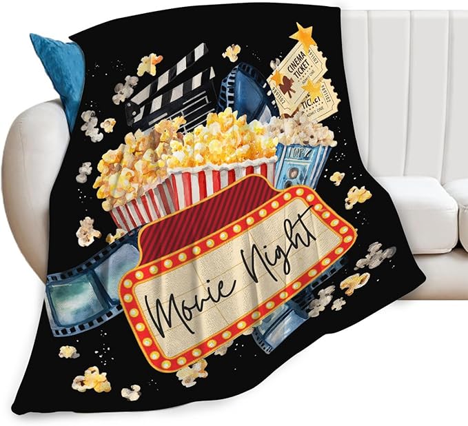Movie Blanket Popcorn Gifts for Girls Boys Movie Theater Throw Blankets Cozy Plush Fleece Decor Flannel Fuzzy for Women Men 50"X40"