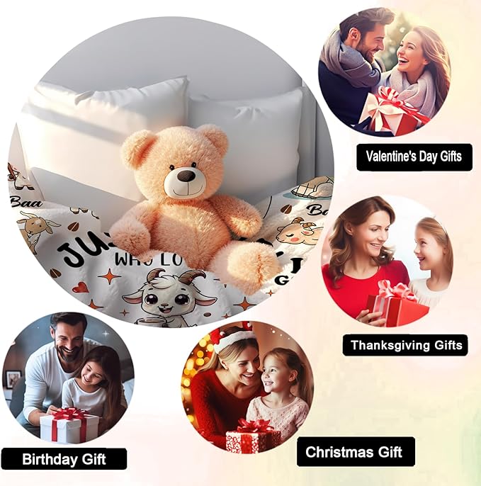 Cute Goat Blanket Gifts for Goat Lovers Women Girls Kids Adult,Animal Sheep Throw Blanket Goats Stuff Plush for Couch Sofa Bed Room Decor 50"x40"