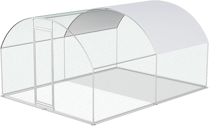 Chicken Coop Large Metal Chicken Coop for 15-20 Chickens with Waterproof and Anti-UV Cover,Premium Walk-in Poultry Cage for Chicken Run,Chicken House for Outdoor Farm Use(13.1'Lx9.8'Wx6.6'H)