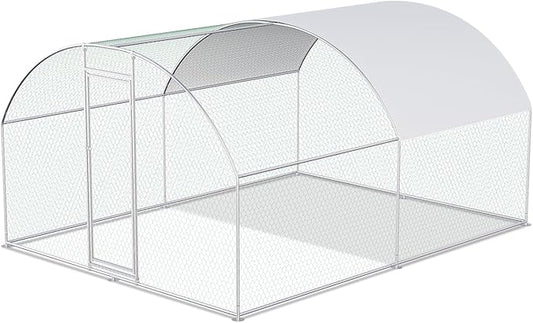 Chicken Coop Large Metal Chicken Coop for 15-20 Chickens with Waterproof and Anti-UV Cover,Premium Walk-in Poultry Cage for Chicken Run,Chicken House for Outdoor Farm Use(13.1'Lx9.8'Wx6.6'H)