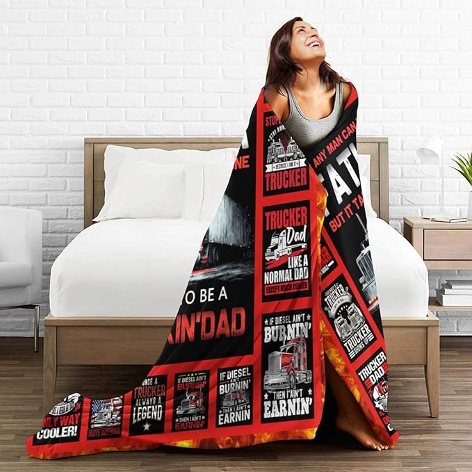 Truck Driver Blanket Best Truck Driver Blankets Fleece Plush Flannel Super Soft Cozy Warm Lightweight Trucker Decor Gifts for Boys Girls Kids Adults Men Women 50" x 60"